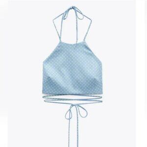 ZARA Polka-dot crop halter top Sizes L, XL NEW WITH TAG!